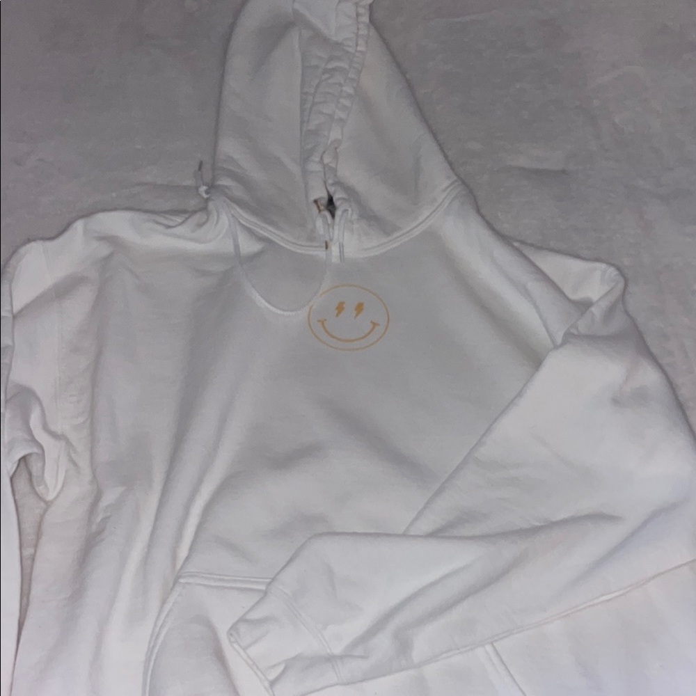 White Hokies Hoodie with Smiley Face